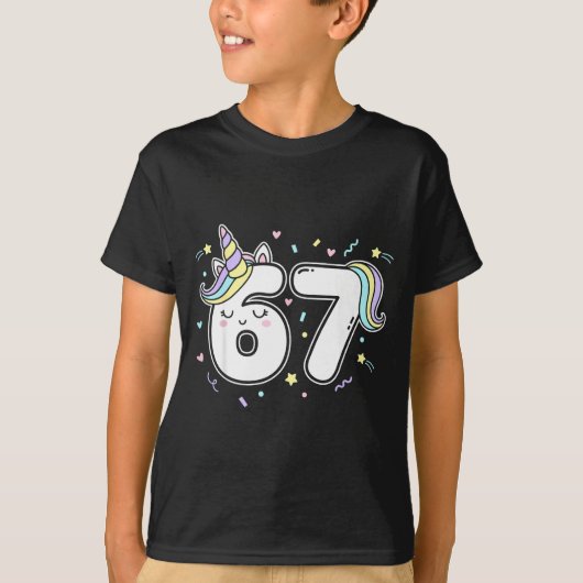 67 Unicorn Six Seven 6-7 Meme Tシャツ (正面)