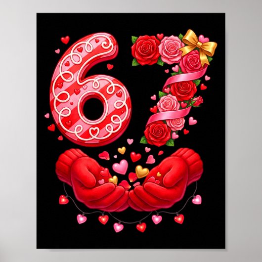 67 Valentine 6 7 Meme Pajamas Holiday Gen Alpha Sl ポスター (正面)