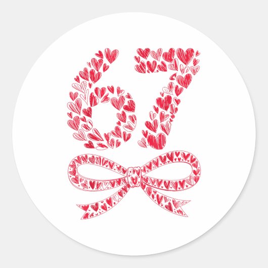 67 Valentine’s Day Heart Meme – Trendy Six Seven  ラウンドシール (正面)