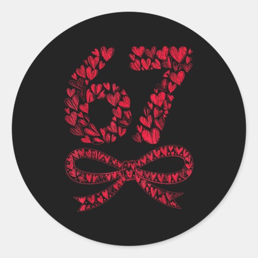 67 Valentine’s Day Heart Meme – Trendy Six Seven  ラウンドシール (正面)