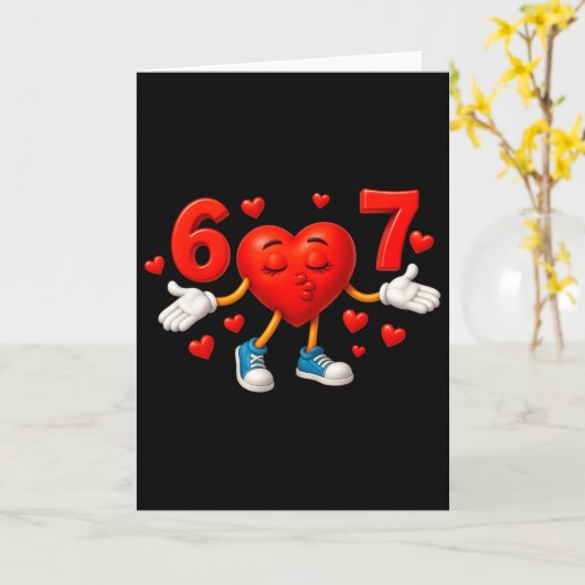 67 Valentine Six Seven Cute Hearts 6 7 Meme Gen Al カード (黄色い花)