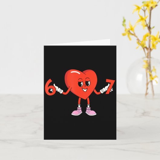 67 Valentines Funny Six Seven Cute Heart 6 7 Meme  カード (黄色い花)