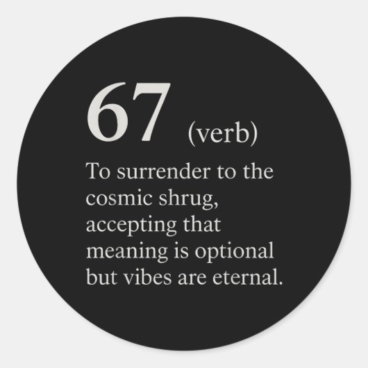 67 Verb Definition Meme Funny Internet Joke Trendi ラウンドシール (正面)