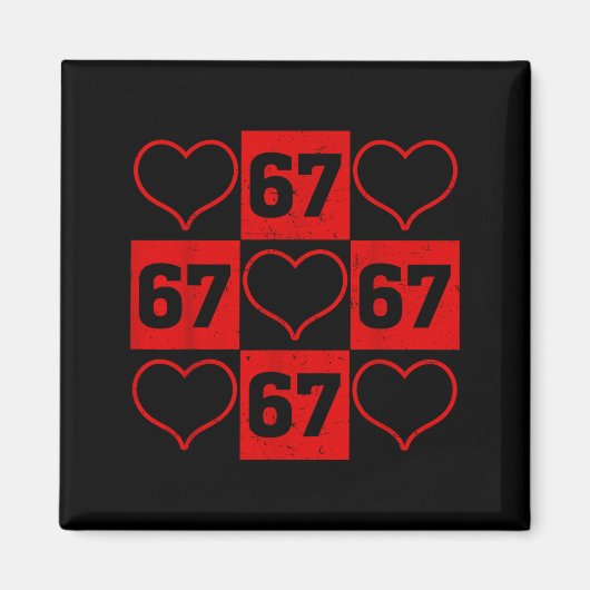 67 Xoxo Cute Heart Valentine’s Day 6 7 Six Seven M マグネット (正面)