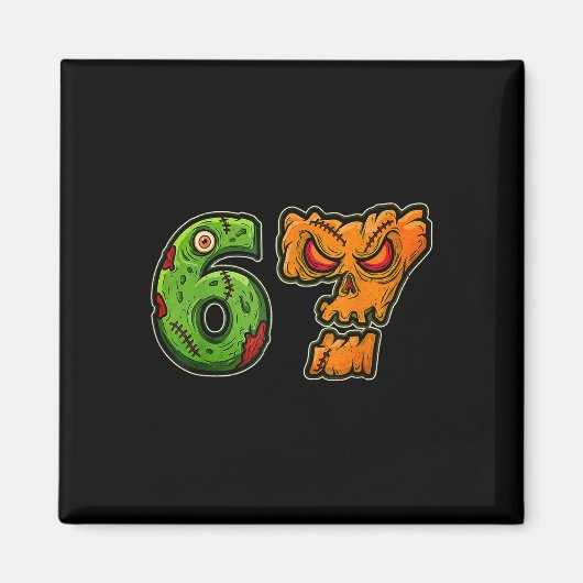 67 Zombie Pumpkin Six Seven Halloween Meme Costume マグネット (正面)