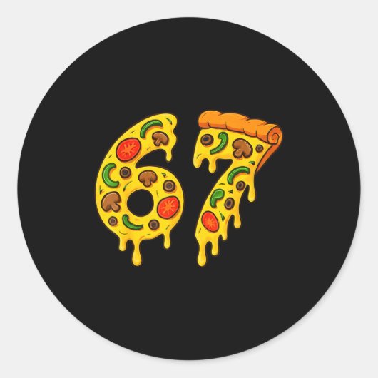 67 Zza ミーム 楽しいシックスセブン Gen Alpha スラング キッズ D ラウンドシール (正面)