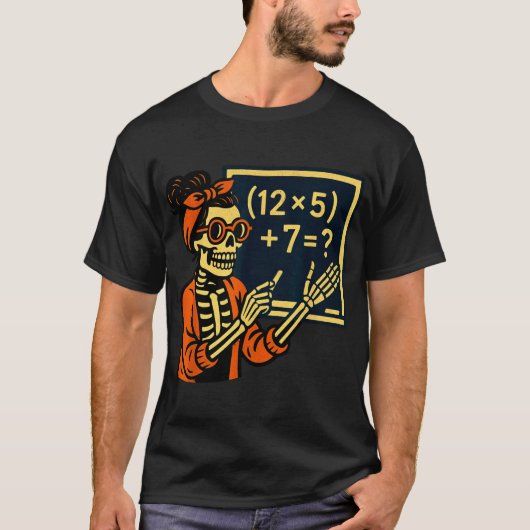 67eacher Halloween Skeleton Si Seven Meme Brainrot Tシャツ (正面)