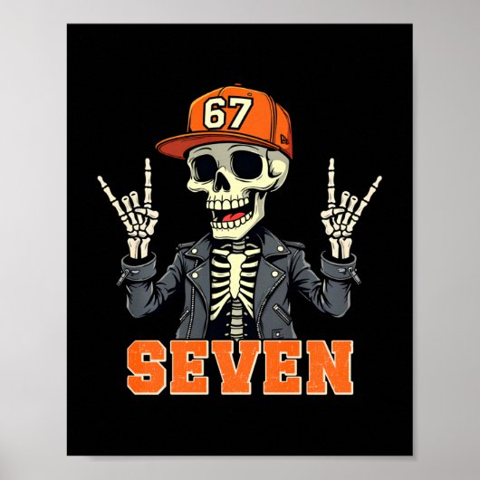 67endy Skeleton – 67 Six Seven Halloween 7 Long Sl ポスター (正面)
