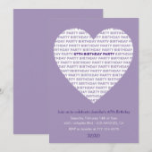 67th誕生日の招待タイポグラフィxoxo 招待状 (正面/裏面)