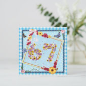 67th誕生日パーティー招待の花、蝶 招待状 (スタンド正面)