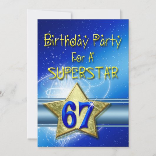 67th誕生日パーティーSuperstarへの招待。 招待状 (正面)