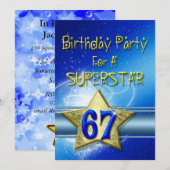 67th誕生日パーティーSuperstarへの招待。 招待状 (正面/裏面)