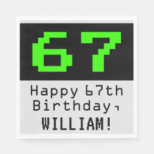 67th誕生日 – ネルディ/オタク系のスタイル「67」と名前 スタンダードランチョンナプキン
