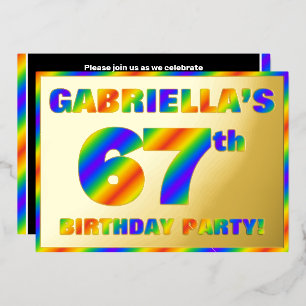 67th Birthday Party —おもしろい、レインボースペクトル「67」 箔招待状