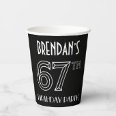 67th Birthday Party:アールデコスタイル+名前をカスタムする 紙コップ (裏面)