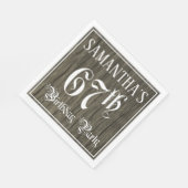 67th Birthday Party — ファンシー Script, フェイク Wood Look スタンダードランチョンナプキン (角)