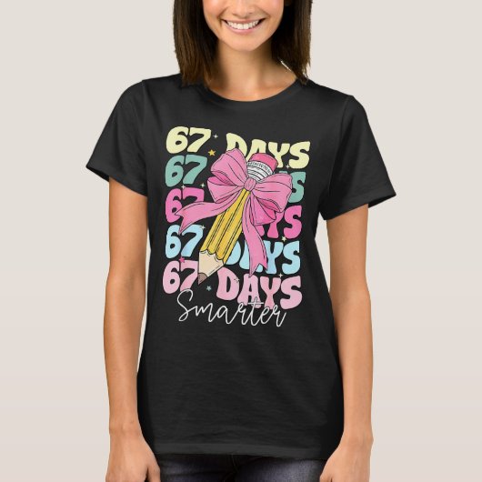 67th Day Of School 67 Days Smarter Coquette Bow Te Tシャツ (正面)