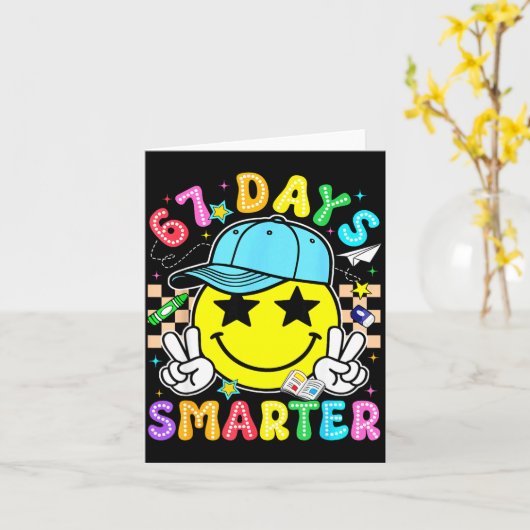 67th Day Of School 67 Days Smarter Teacher Boy Gir カード (黄色い花)