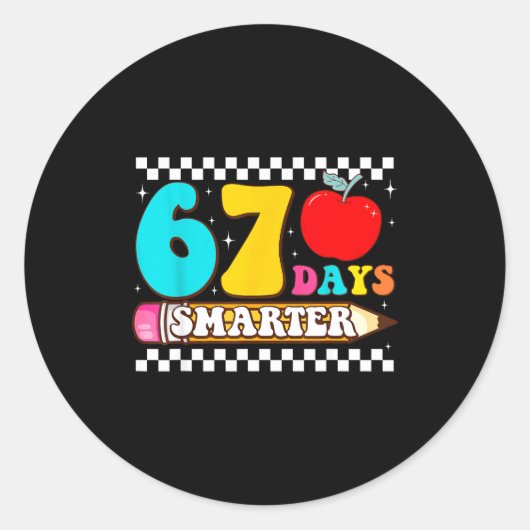 67th Day Of School 67 Days Smarter Teacher Boy Gir ラウンドシール (正面)