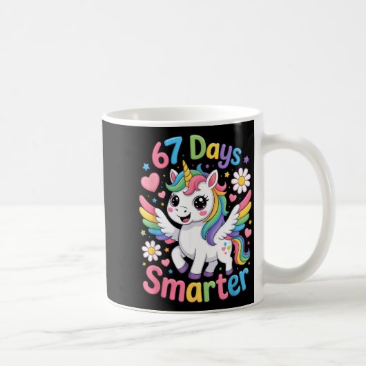 67th Day Of School 67 Days Smarter Unicorn Teacher コーヒーマグカップ (右)