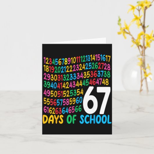 67th Day Of School 67 Math Numbers Teacher Kids 67 カード (黄色い花)