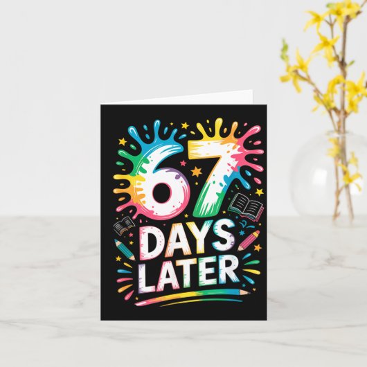 67th Day Of School 67 Meme Teacher Student 67 Days カード (黄色い花)