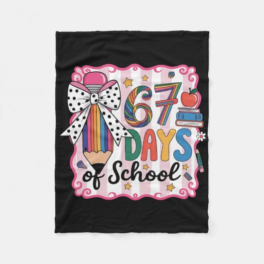 67th Day Of School 67 Six Seven Math Teacher  フリースブランケット (正面)