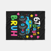 67th Day Of School Bruh Funny Meme 67 Monster Truc フリースブランケット (正面(横))