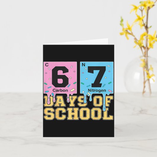 67th Day Of School Chemical Eements Teacher Boy Gi カード (黄色い花)