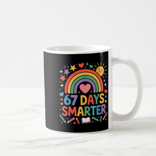 67th Day Of School Meme 67 Days Smarter Rainbow Ki コーヒーマグカップ (右)