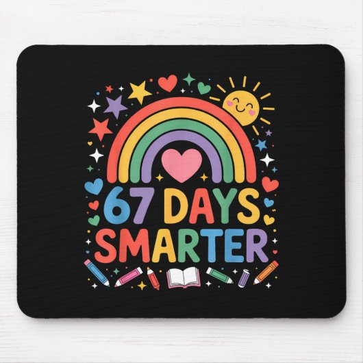 67th Day Of School Meme 67 Days Smarter Rainbow Ki マウスパッド (正面)