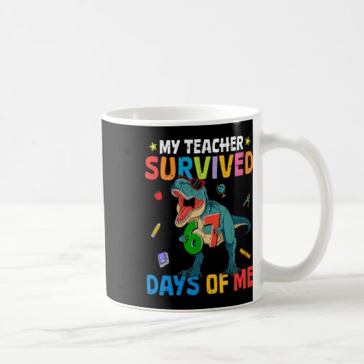 67th Day Of School My Teacher Survived 67 Days Boy コーヒーマグカップ (右)