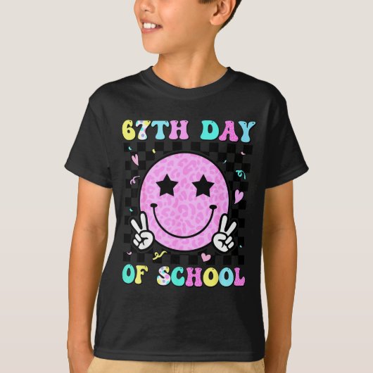 67th Day Of School Smile Face Six Seven Meme Girls Tシャツ (正面)