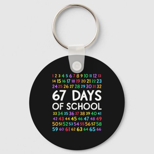 67th Day Of School Teacher Kids 67 Math Numbers 10 キーホルダー (正面)