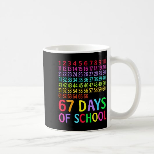 67th Day Of School Teacher Kids 67 Math Numbers 10 コーヒーマグカップ (右)