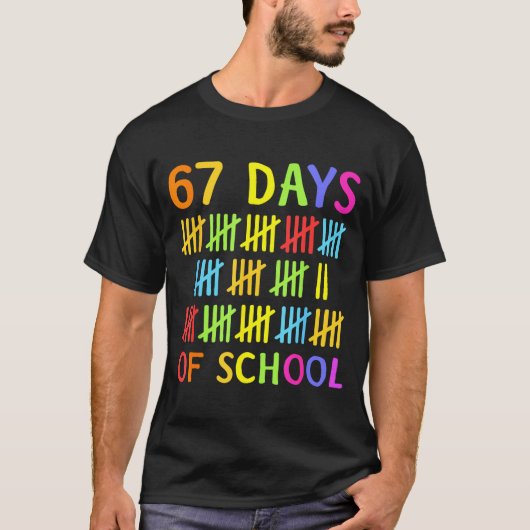 67th Day Of School Teacher Kids 67 Math Numbers 10 Tシャツ (正面)