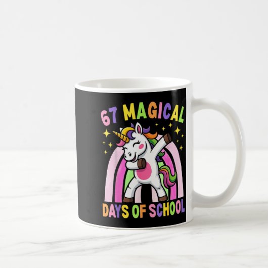 67th Day Of School Unicorn 67 Magical Days Teacher コーヒーマグカップ (右)