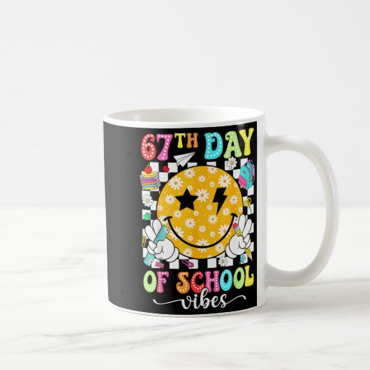 67th Day Of School Vibes 67 Days Smarter Teacher B コーヒーマグカップ (右)