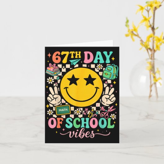 67th Day Of School Vibes Funny Six Seven 67 Meme S カード (黄色い花)