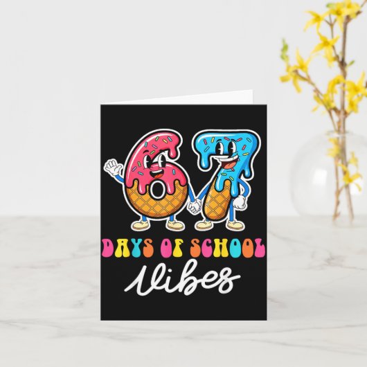 67th Day Of School Vibes Funny Six Seven 67 Meme S カード (黄色い花)