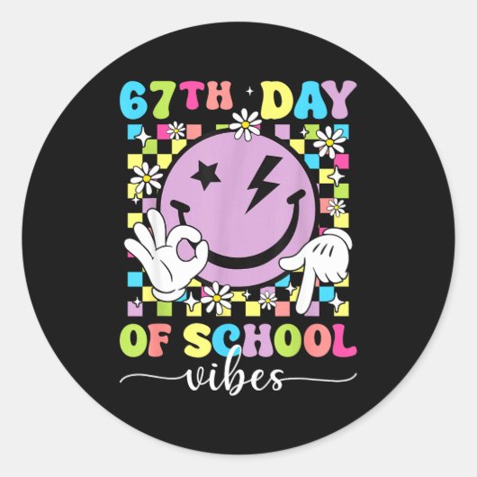 67th Day Of School Vibes Funny Six Seven 67 Meme S ラウンドシール (正面)