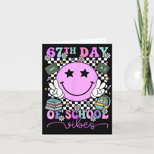 67th Day Of School Vibes Groovy Retro 100 Days Of  カード (正面)
