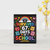 67th Day Rainbow Teacher I Survived 67 Days Of Sch カード (黄色い花)