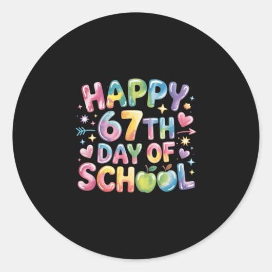67th Days Of School Funny 67 Meme Teacher ラウンドシール (正面)