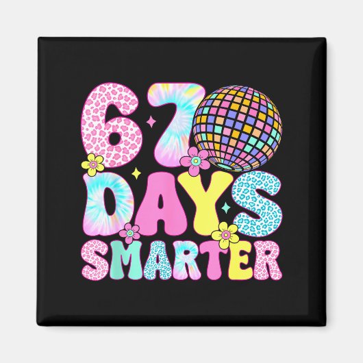67th Days Smarter Smile Face 67 Days School Teache マグネット (正面)
