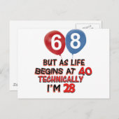 68おもしろい歳の誕生日デザイン ポストカード (正面/裏面)