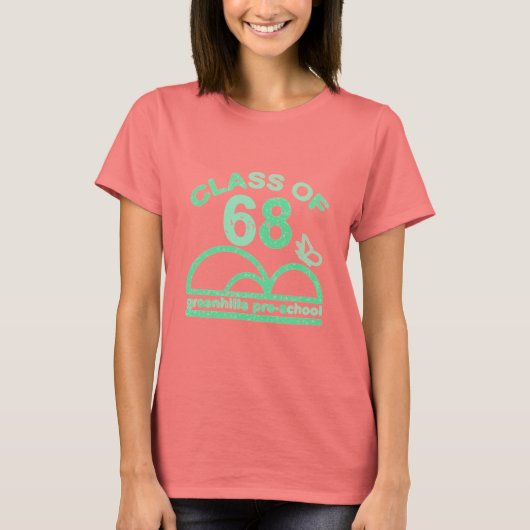 68グリーンのグリーンヒルズ幼稚園クラス Tシャツ (正面)