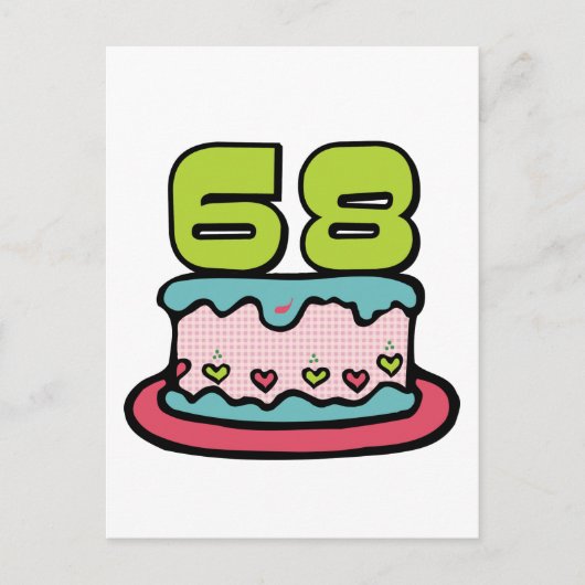 68歳お誕生日ケーキ ポストカード (正面)