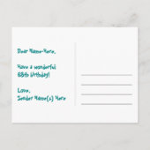 68歳の誕生日おめでとう:楽しいスターパターン、虹68、名前 ポストカード (裏面)