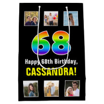 68歳の誕生日お祝い: レインボー “68“、カスタム写真と名前